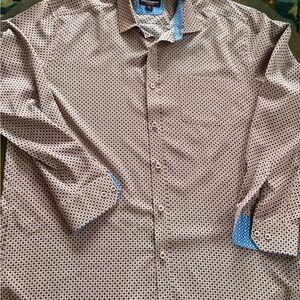 Johnston & Murphy Men's Geometric Pattern Shirt - Orange and Blue